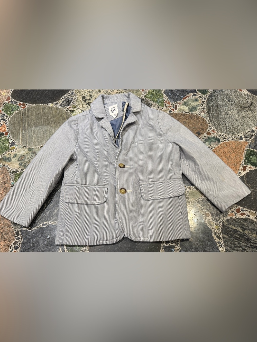 GAP Men’s Navy and White Pinstripe Cotton Jacket size 3t
